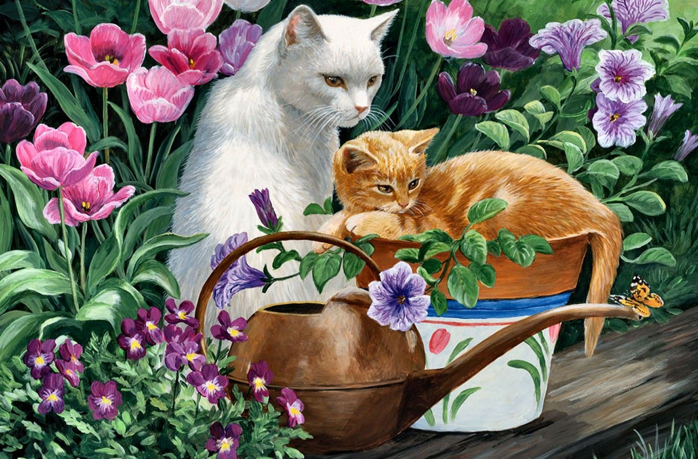 Кошки и цветы Кошки и цветы